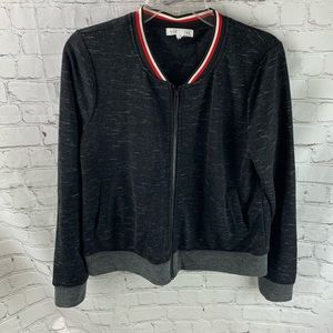 Socialite Striped Bomber Varsity Knit Jacket